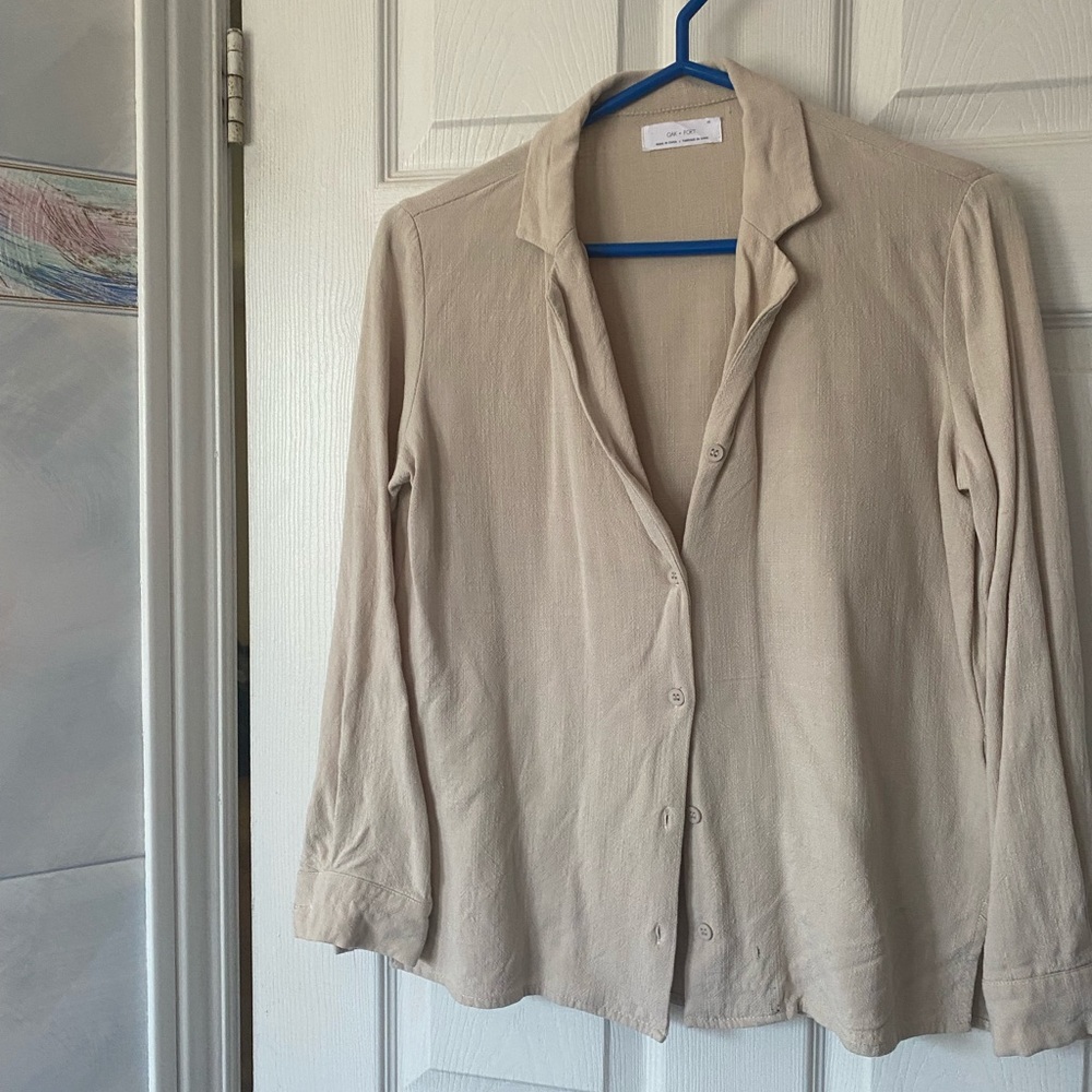 [SOLD] Oak + Fort Linen Long Sleeve Blouse